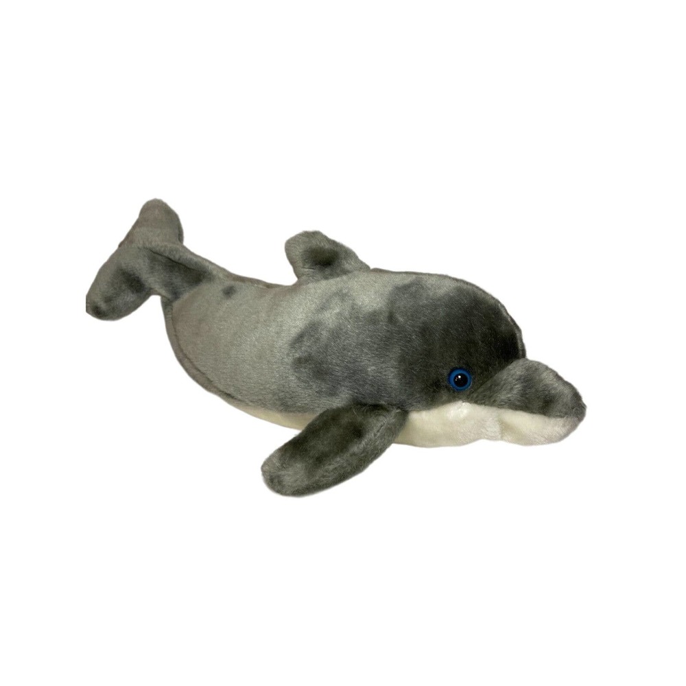 Sea World Dolphin Plush 14" Stuffed Animal Dolphin White Gray Toy